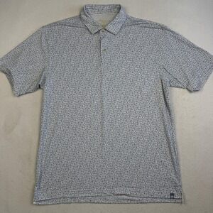 Peter Millar Polo Shirt Mens Medium Blue Seaside Penguin Print Golf Stretch